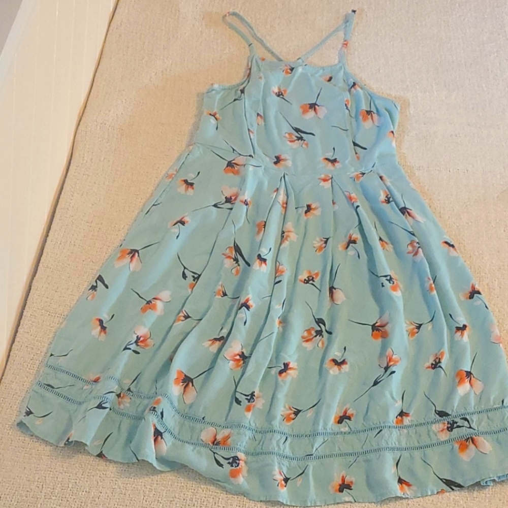 SO- Floral Spaghetti Strap Mini Dress- Large